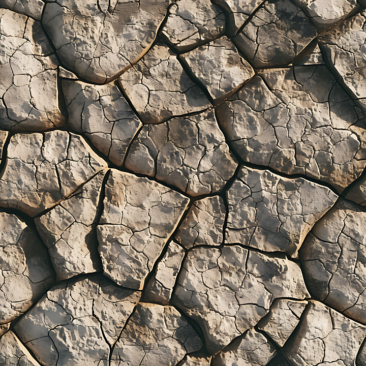 Cracked Dry Soil Stone Ground with Natural Erosion seamless PBR texture preview