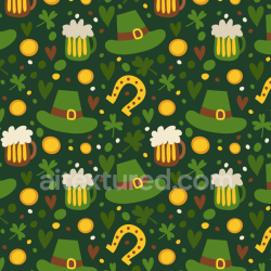 seamless Seamless 3D PBR Texture with St Patrick Inspired Hats, Horseshoes & Ale texture 8k free download PBR
