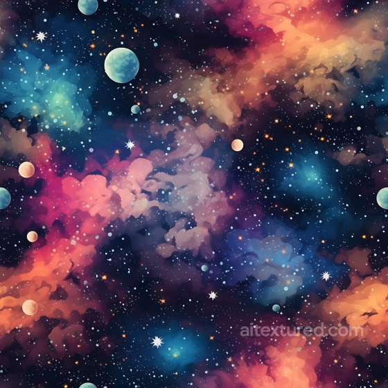 Space Texture Featuring Vibrant Nebula Clouds and Celestial Bodies Star, space, planets texture preview