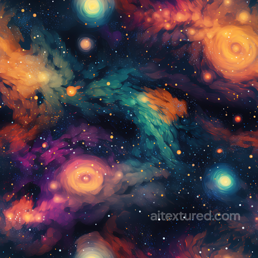 Space PBR Texture Featuring Colorful Cosmic Nebula and Starfield seamless Star, space, planets PBR texture