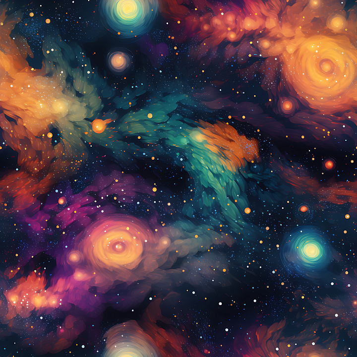 Space Featuring Colorful Cosmic Nebula and Starfield seamless PBR texture preview