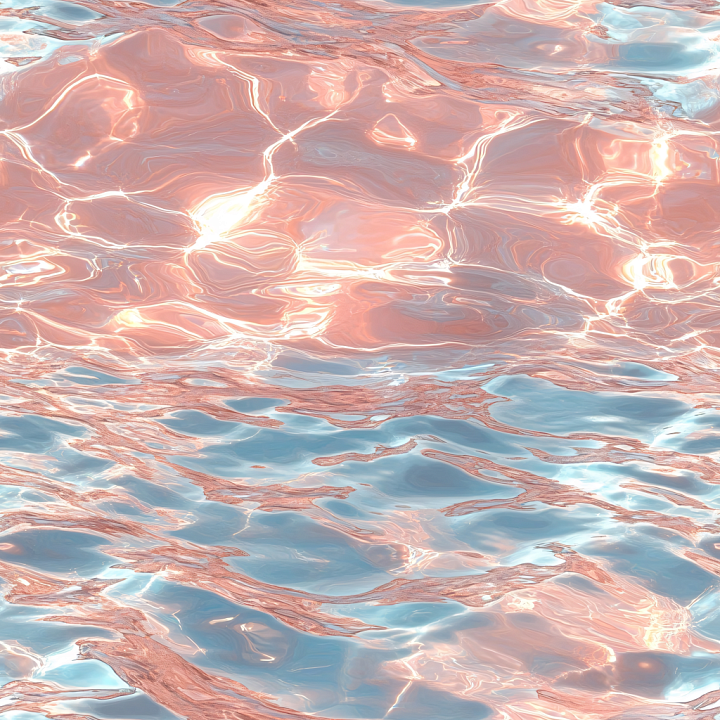 Water Featuring Reflective Waves and Soft Pink Illumination seamless PBR texture preview