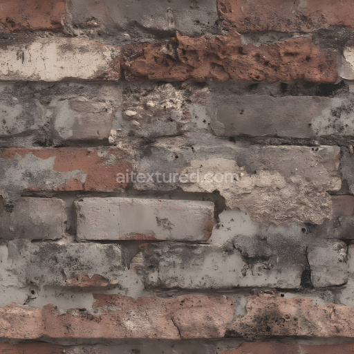 Seamless 3D Cracked Brick Wall PBR Texture with Worn Holes and Weathered Surface