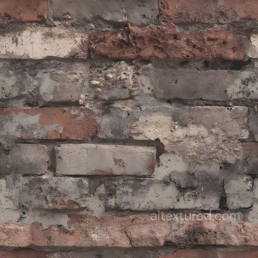 Cracked Brick Wall PBR Texture with Worn Holes and Weathered Surface seamless Brick PBR texture