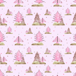 seamless Seamless 3D PBR Texture of Pink Watercolor Christmas Trees on Soft Background texture 8k free download PBR