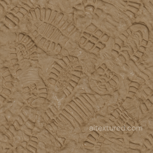 Muddy Puddle With Overlapping Boot Prints On Wet Mud seamless Footprints PBR texture