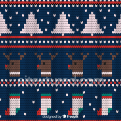 seamless Seamless 3D PBR Texture of Festive Christmas Knit Pattern in Navy, Red, and White texture 8k free download PBR
