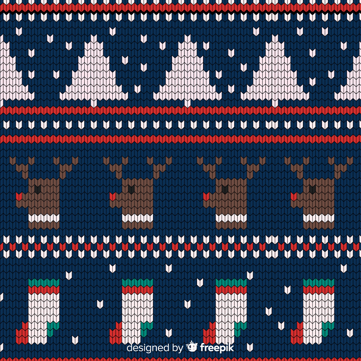 All Christmas Digital paper of Festive Christmas Knit Pattern in Navy,… seamless PBR texture preview