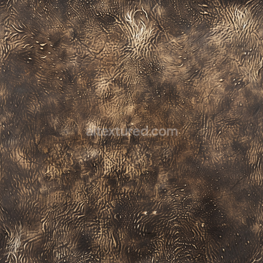 Seamless 3D PBR Texture of Distressed Dark Brown Leather with Intricate Wrinkles and Fine Scars