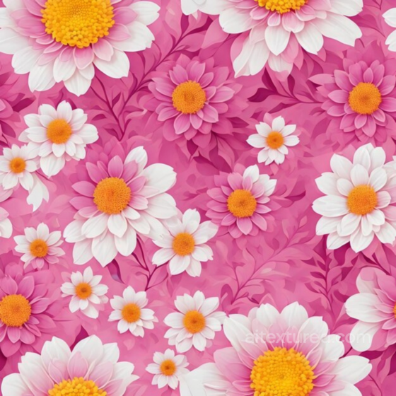 Pink Flower Texture of Pink Floral Pattern with White and Yellow Flowers Pink Flower texture preview
