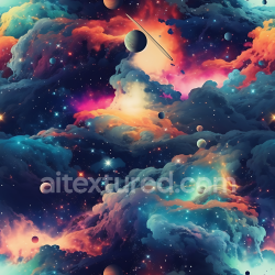 seamless Seamless 3D PBR Space Texture Featuring Colorful Nebula Clouds and Planetary Bodies texture 8k free download PBR