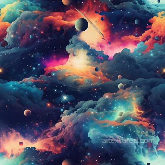 Space Texture Featuring Colorful Nebula Clouds and Planetary Bodies Star, space, planets texture preview