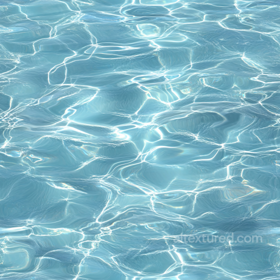 Pool Water PBR Texture Featuring Bright Blue Waves and Caustic Reflections Water texture preview