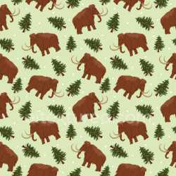 Pattern Bundle - Seamless 3D Pattern PBR Texture with Woolly Mammoth and Conifer Tree Motifs on Soft Green… texture preview