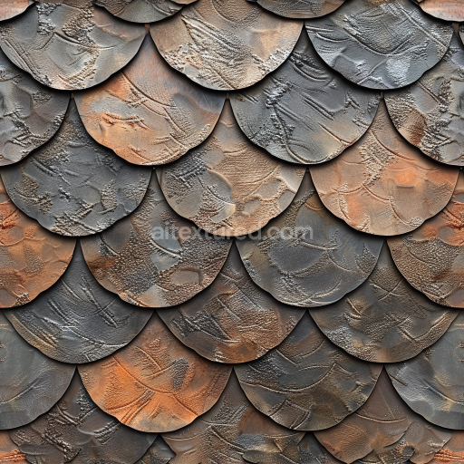 Seamless 3D PBR Layered Embossed Brown Leather Scales Texture