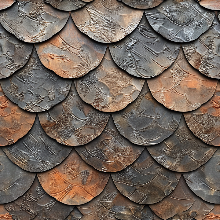 Layered Embossed Brown Leather Scales seamless PBR texture preview