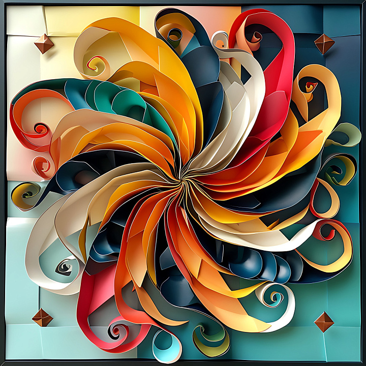 Featuring Vibrant Cephalopod Origami Folds in Warm and Cool Colors seamless PBR texture preview