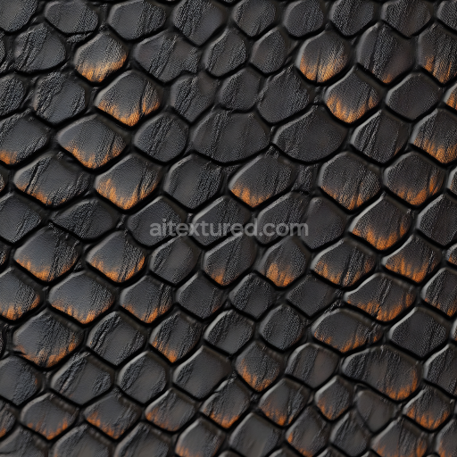 Seamless 3D Reptile Skin PBR Texture Featuring Detailed Scales and Wrinkled Surface