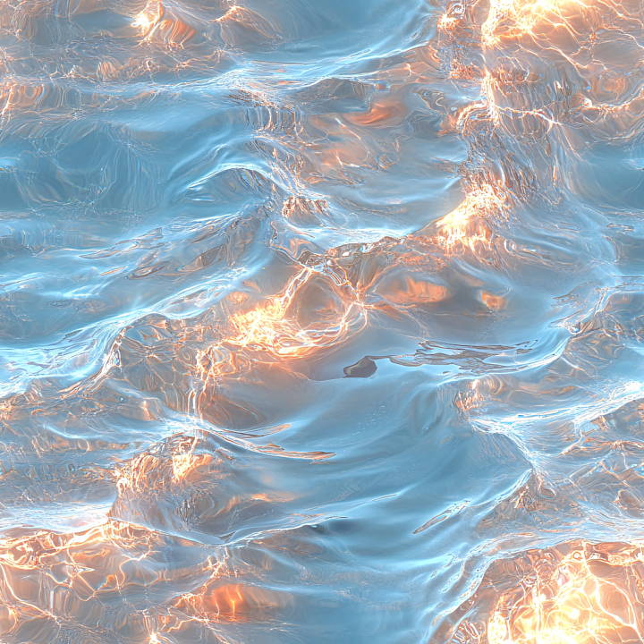 Water Featuring Realistic Smooth Waves and Radiant Light Reflections seamless PBR texture preview