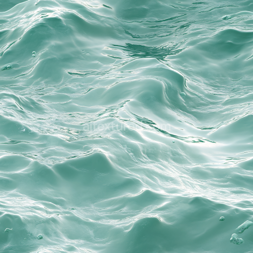 Seamless 3D Water PBR Texture Featuring Turquoise Ocean Surface with Soft Waves
