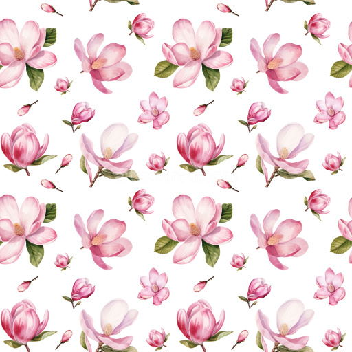 Pattern Bundle - Seamless 3D PBR Texture Featuring Soft Pink Magnolia Flower Pattern texture preview