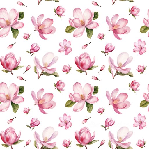 Featuring Soft Pink Magnolia Flower Pattern seamless Pattern Bundle PBR texture