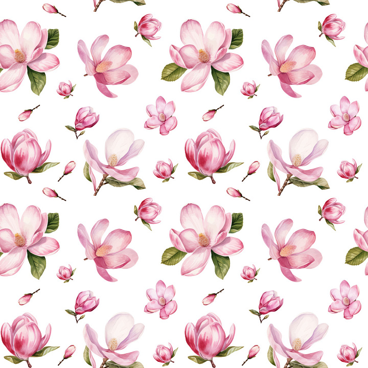 Featuring Soft Pink Magnolia Flower Pattern seamless PBR texture preview