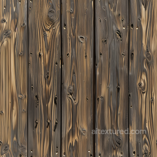 Charred Wood Planks Texture with Distinct Knots & Grain seamless Wood PBR texture