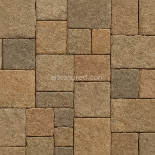 Seamless 3d texture pbr 8k mosaic stone tiles with rough surface and natural hues