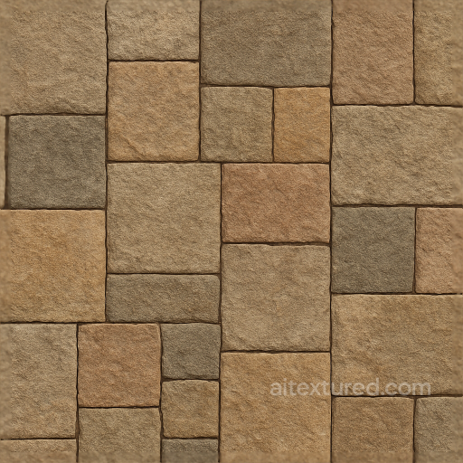 Mosaic Stone Tiles With Rough Surface And Natural Hues seamless Mosaic PBR texture
