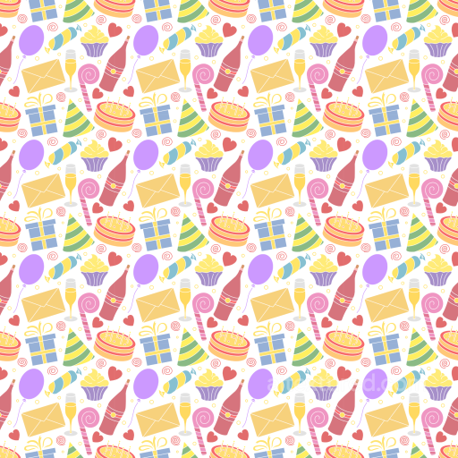 Colorful Birthday Party Icons Pattern Seamless Texture seamless Birthday PBR texture