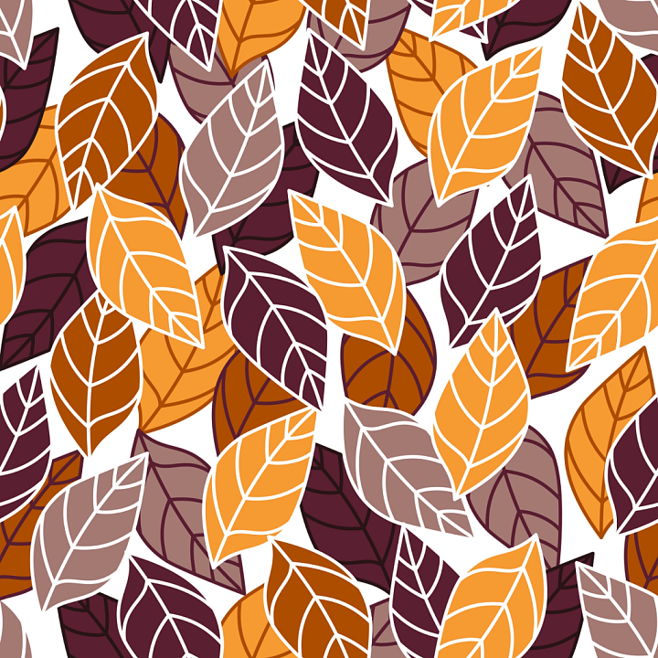 Stylized Autumn Leaves in Warm Tones seamless PBR texture preview