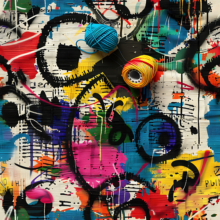 Vibrant Colorful Urban Graffiti with Dynamic Paint Strokes and Tagging seamless PBR texture preview