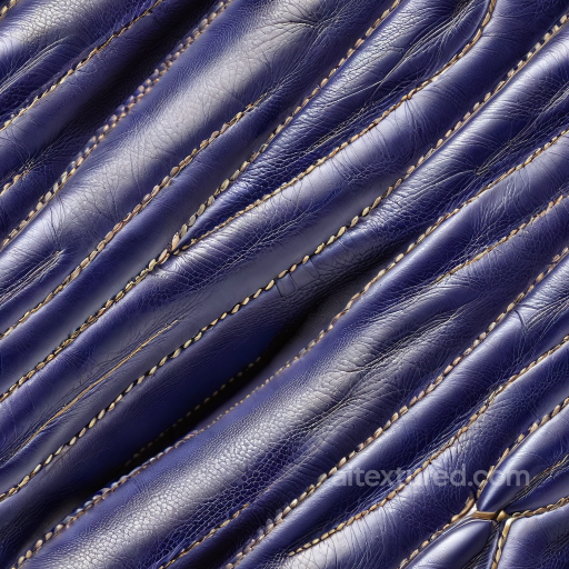 Stitched Glossy Navy Blue Leather PBR Texture with Fine Grain and Wrinkles seamless Leather PBR texture