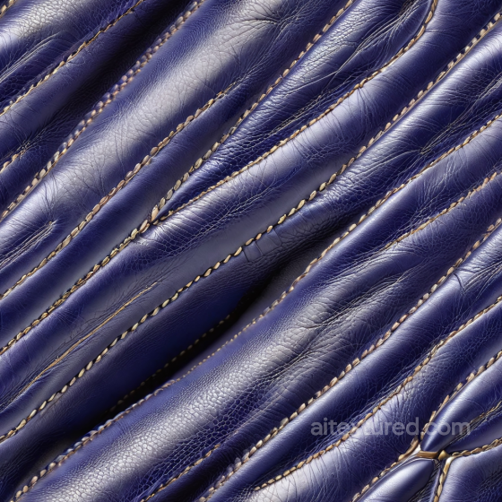Stitched Glossy Navy Blue Leather PBR Texture with Fine Grain and Wrinkles Leather texture preview
