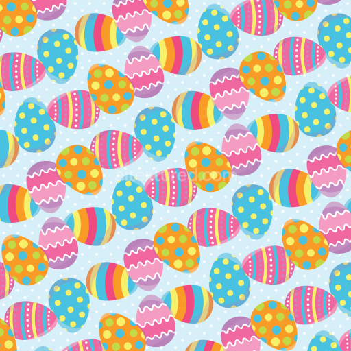 Seamless 3D PBR Texture with Colorful Easter Eggs Pattern on Light Blue