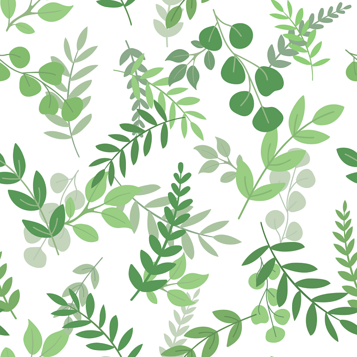 with Watercolor Style Greenery Leaves Pattern seamless PBR texture preview