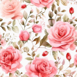 seamless Seamless 3D PBR Pink Flower Fabric Texture Featuring Soft Pastel Roses and Delicate Leaves texture 8k free download PBR