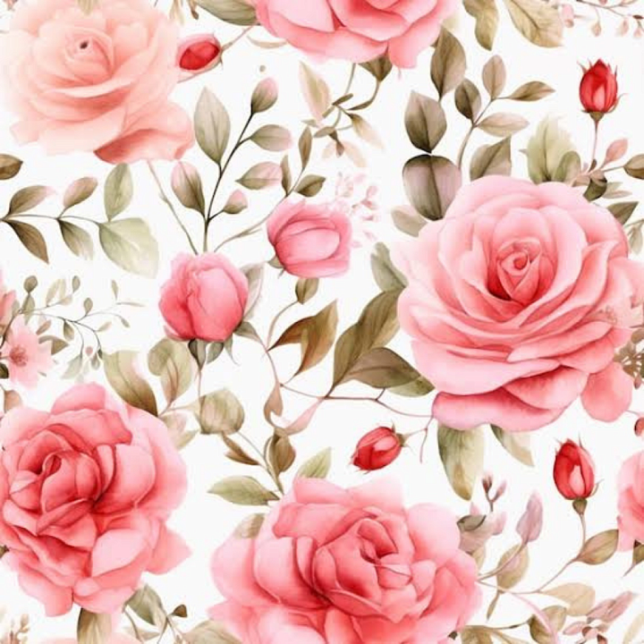 Pink Flower Fabric Featuring Soft Pastel Roses and Delicate Leaves seamless PBR texture preview