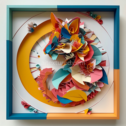 Seamless 3D PBR Texture Featuring Colorful Origami-Style Chinchilla Design