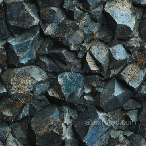 Dark Basalt Rocky Ground PBR Texture with Rough Edges and Weathered Surfaces seamless Stone PBR texture