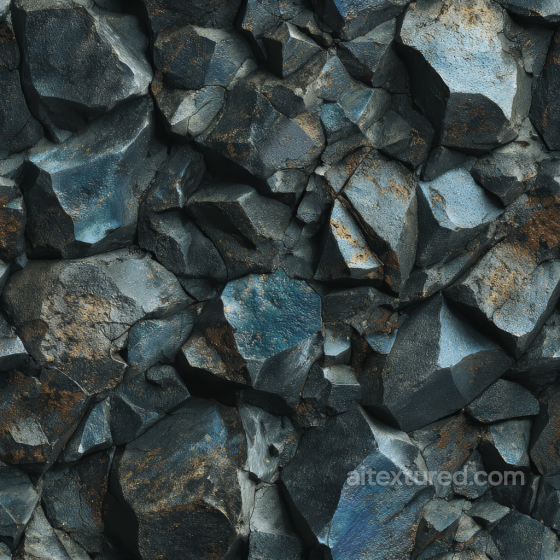 Dark Basalt Rocky Ground PBR Texture with Rough Edges and Weathered Surfaces Stone texture preview