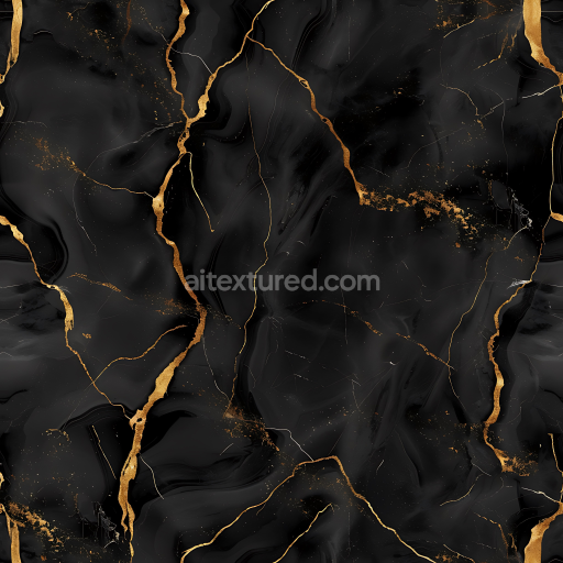 Seamless 3D Charcoal Black Marble PBR Texture with Luxury Gold Veins