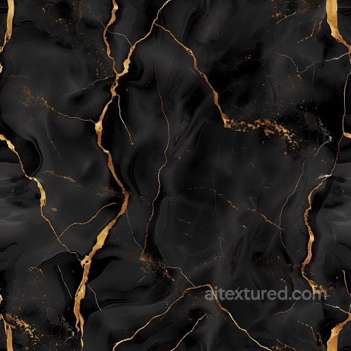 Charcoal Black Marble PBR Texture with Luxury Gold Veins seamless Marble PBR texture