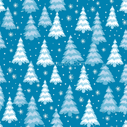 Seamless 3D PBR Texture of Stylized Blue Christmas Trees on Dark Background