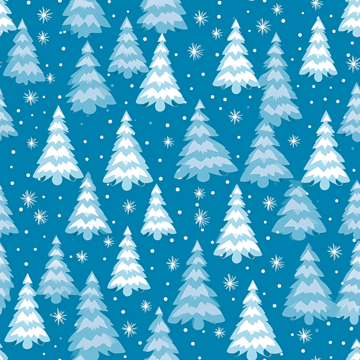 All Christmas Digital paper of Blue Christmas Trees with Snowflakes Pat… seamless PBR texture preview