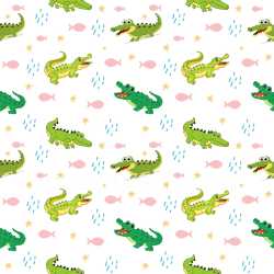 Pattern Bundle - Seamless 3D Pattern PBR Texture with Playful Cartoon Crocodiles and Marine Motifs texture preview