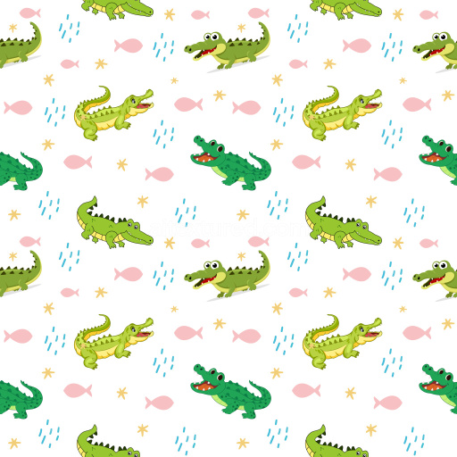 Pattern Bundle - Seamless 3D Pattern PBR Texture with Playful Cartoon Crocodiles and Marine Motifs texture preview