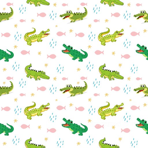 Pattern PBR Texture with Playful Cartoon Crocodiles and Marine Motifs seamless Pattern Bundle PBR texture