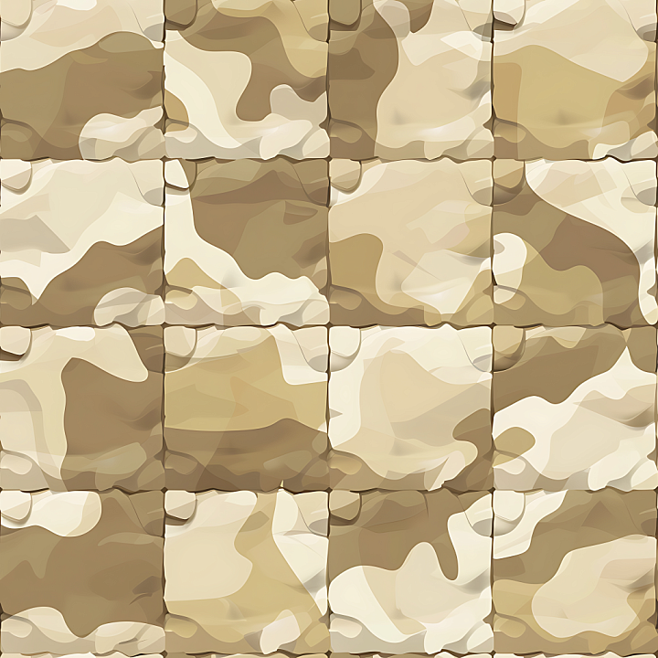 Desert Camouflage with Soft Organic Shapes in Tan and Brown seamless PBR texture preview